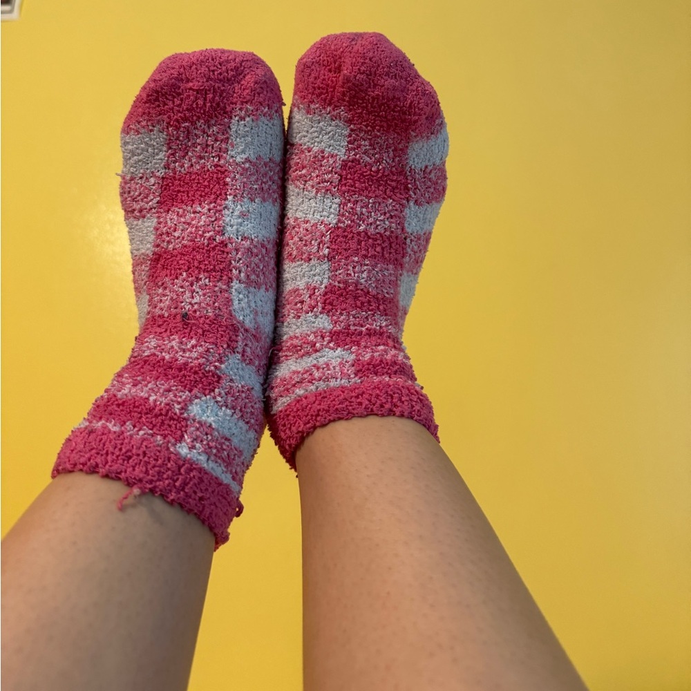 Very old and worn fuzzy socks